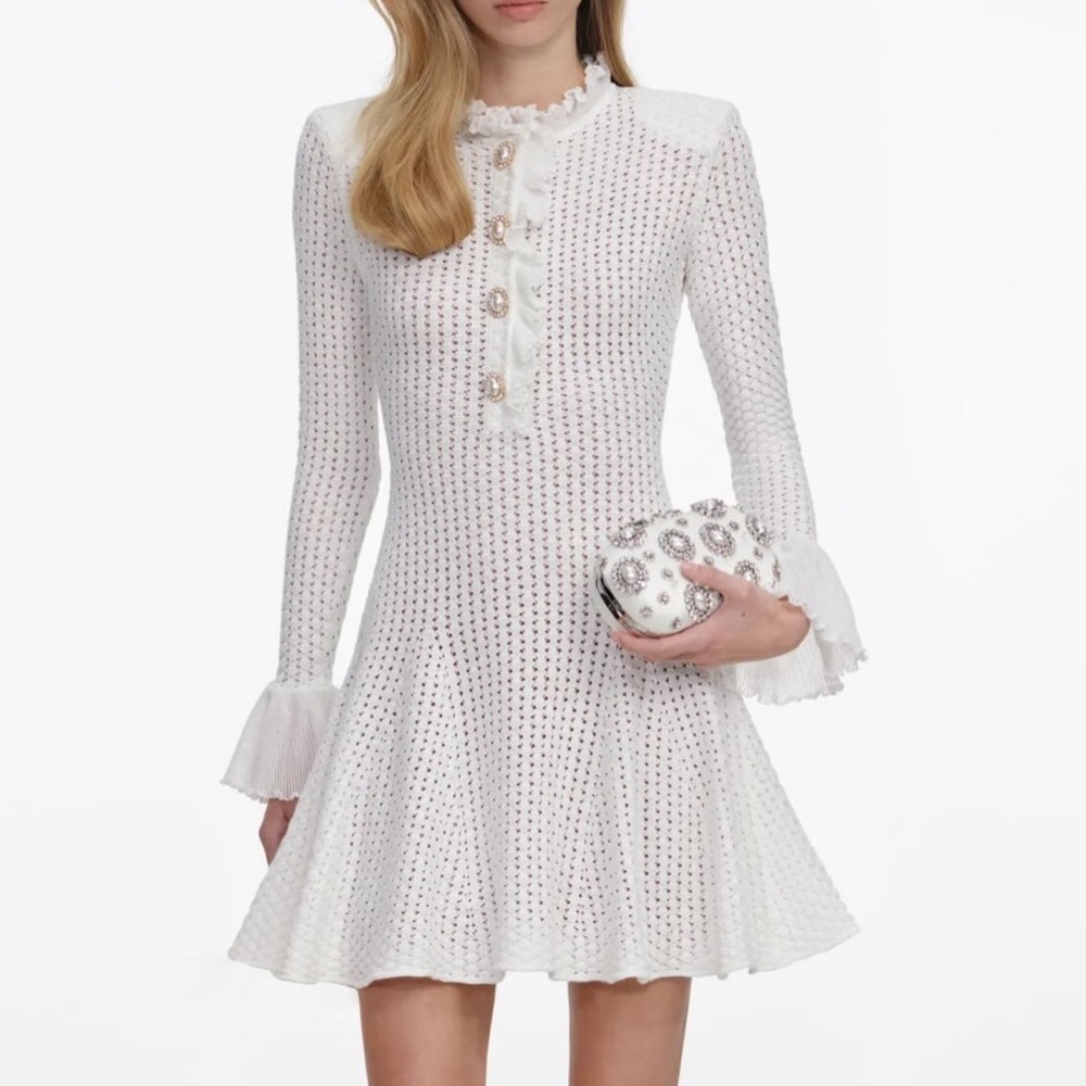 Self-Portrait White Long Sleeve Dress